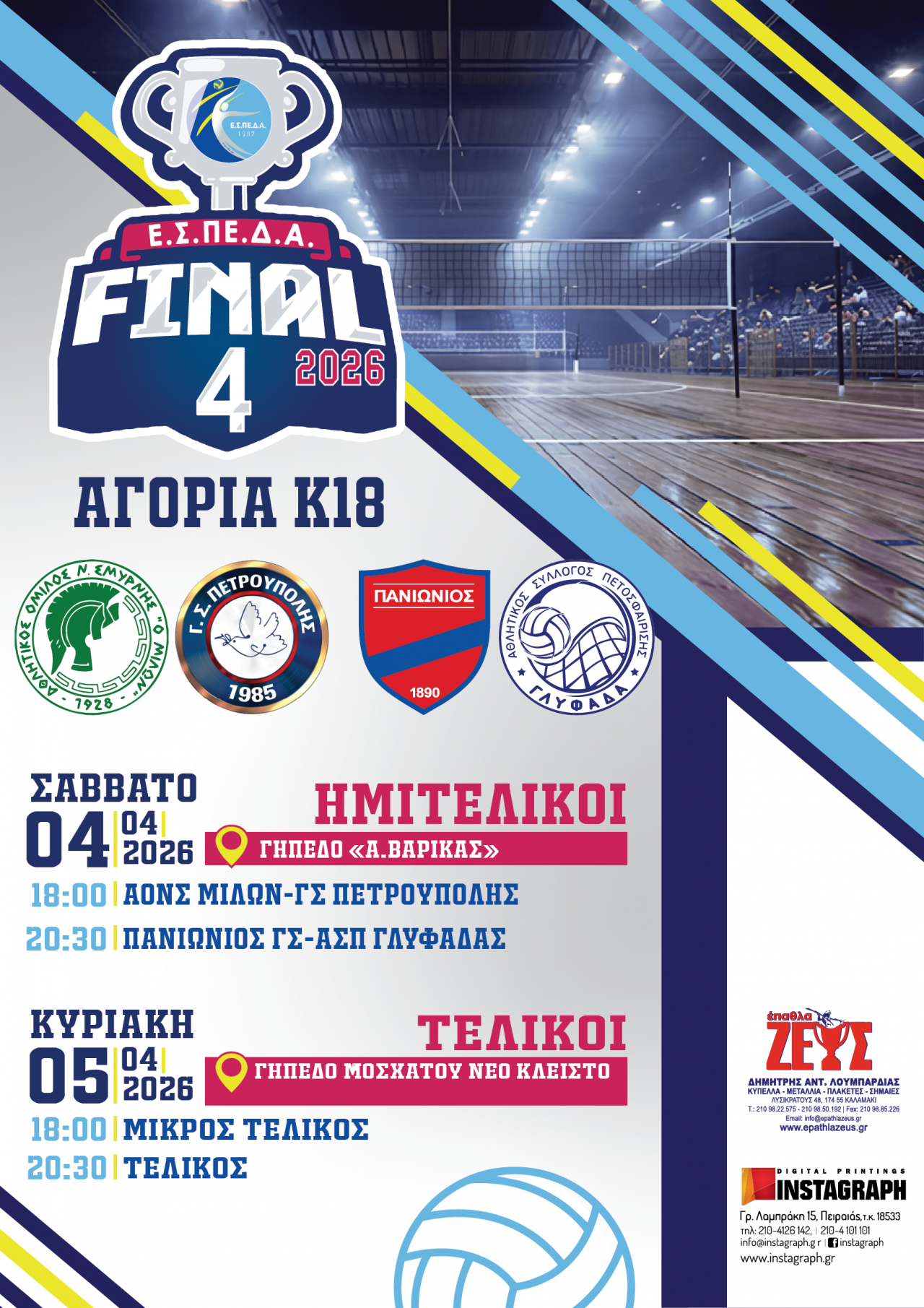 Final-4 Αγόρια Κ18: Σε Ν. Σμύρνη και Μοσχάτο θα κριθεί ο νέος πρωταθλητής