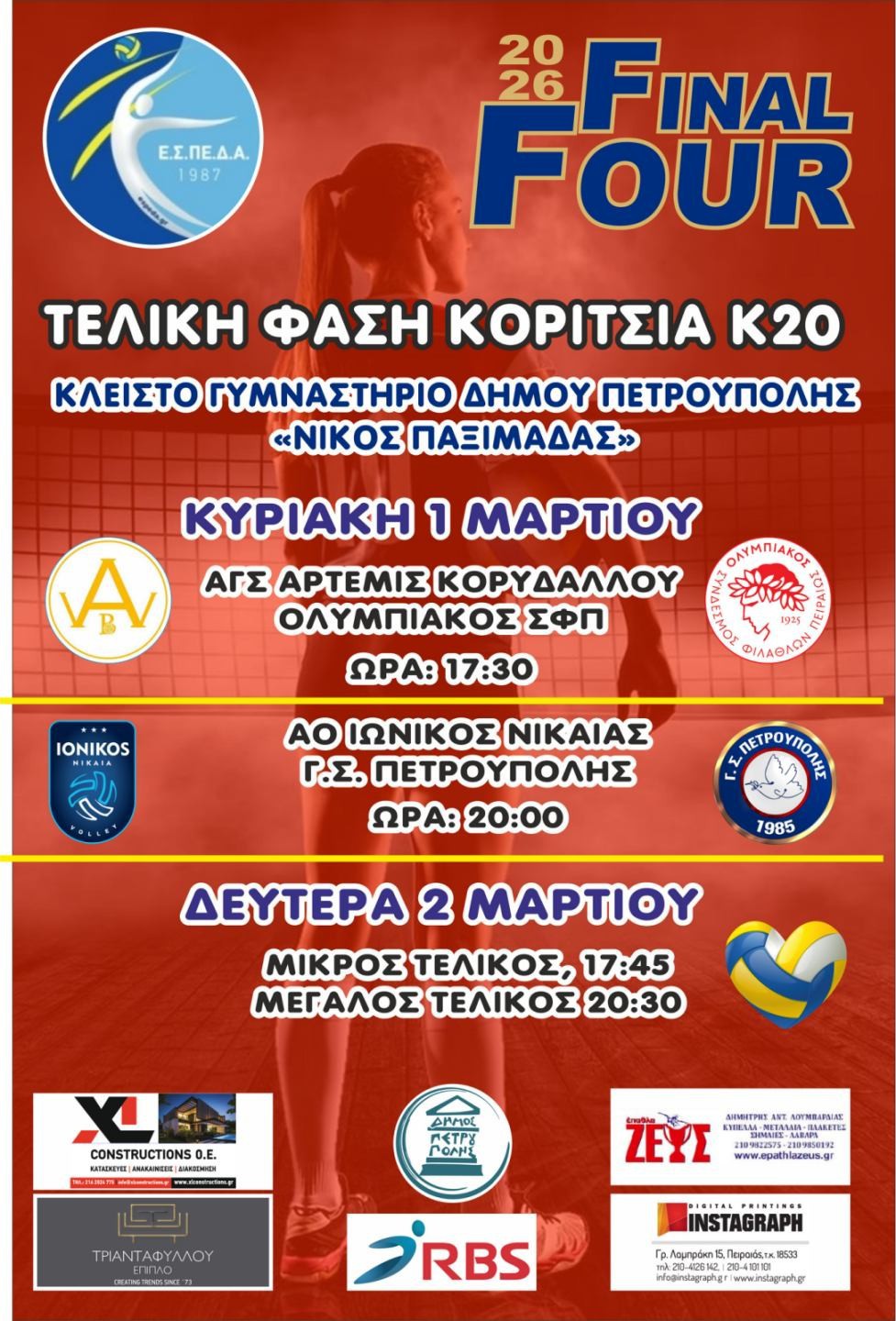 ΤΕΛΙΚΗ ΦΑΣΗ ΚΟΡΙΤΣΙΑ Κ20